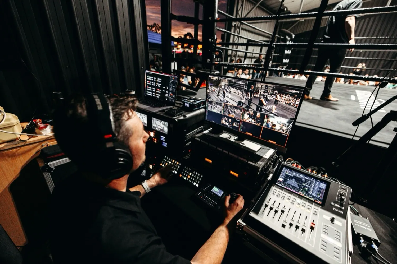 Live sports event production control room