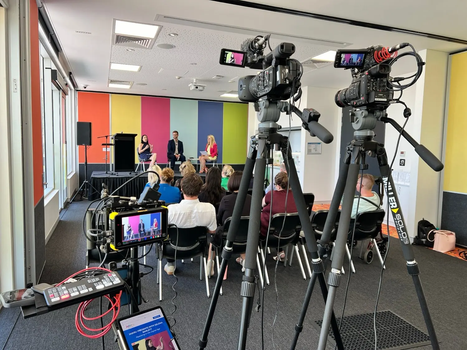 Panel discussion with professional video setup